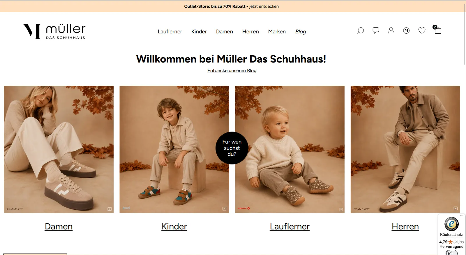 Startseite von Müller das Schuhhaus
